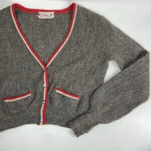 Vtg 1950s ? Catalina *Flawed* 100% Alpaca Cardigan Sz M Sweater Academia Grunge
